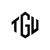 design de logotipo de letra tgu com forma de polígono. tgu polígono e design de logotipo em forma de cubo. modelo de logotipo de vetor tgu hexágono cores brancas e pretas. tgu monograma, logotipo de negócios e imóveis.