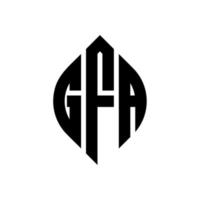 design de logotipo de carta de círculo gfa com forma de círculo e elipse. letras de elipse gfa com estilo tipográfico. as três iniciais formam um logotipo circular. gfa círculo emblema abstrato monograma carta marca vetor. vetor