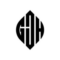 gjh design de logotipo de carta de círculo com forma de círculo e elipse. letras de elipse gjh com estilo tipográfico. as três iniciais formam um logotipo circular. gjh círculo emblema abstrato monograma carta marca vetor. vetor