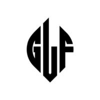 design de logotipo de carta de círculo glf com forma de círculo e elipse. letras de elipse glf com estilo tipográfico. as três iniciais formam um logotipo circular. glf círculo emblema abstrato monograma carta marca vetor. vetor