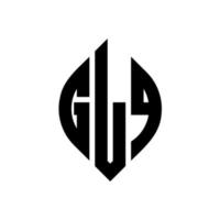 design de logotipo de carta de círculo glq com forma de círculo e elipse. letras de elipse glq com estilo tipográfico. as três iniciais formam um logotipo circular. glq círculo emblema abstrato monograma carta marca vetor. vetor