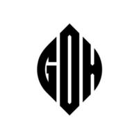gox design de logotipo de carta de círculo com forma de círculo e elipse. letras de elipse gox com estilo tipográfico. as três iniciais formam um logotipo circular. gox círculo emblema abstrato monograma carta marca vetor. vetor
