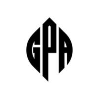 design de logotipo de carta de círculo gpa com forma de círculo e elipse. letras de elipse gpa com estilo tipográfico. as três iniciais formam um logotipo circular. gpa círculo emblema abstrato monograma carta marca vetor. vetor