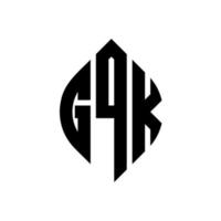 design de logotipo de carta de círculo gqk com forma de círculo e elipse. letras de elipse gqk com estilo tipográfico. as três iniciais formam um logotipo circular. gqk círculo emblema abstrato monograma carta marca vetor. vetor