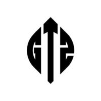design de logotipo de carta de círculo gtz com forma de círculo e elipse. letras de elipse gtz com estilo tipográfico. as três iniciais formam um logotipo circular. gtz círculo emblema abstrato monograma carta marca vetor. vetor