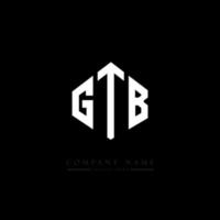 design de logotipo de carta gtb com forma de polígono. gtb polígono e design de logotipo em forma de cubo. gtb hexágono modelo de logotipo de vetor cores brancas e pretas. gtb monograma, logotipo de negócios e imóveis.