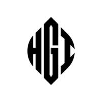 design de logotipo de letra de círculo hgi com forma de círculo e elipse. letras de elipse hgi com estilo tipográfico. as três iniciais formam um logotipo circular. hgi círculo emblema abstrato monograma carta marca vetor. vetor