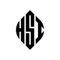 hsi design de logotipo de carta de círculo com forma de círculo e elipse. letras de elipse hsi com estilo tipográfico. as três iniciais formam um logotipo circular. hsi círculo emblema abstrato monograma carta marca vetor. vetor