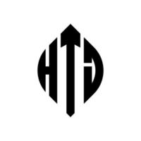 design de logotipo de letra de círculo htj com forma de círculo e elipse. letras de elipse htj com estilo tipográfico. as três iniciais formam um logotipo circular. htj círculo emblema abstrato monograma carta marca vetor. vetor