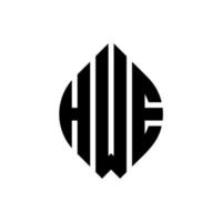 hwe design de logotipo de letra de círculo com forma de círculo e elipse. letras de elipse hwe com estilo tipográfico. as três iniciais formam um logotipo circular. hwe círculo emblema abstrato monograma carta marca vetor. vetor