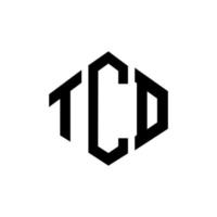 design de logotipo de letra tcd com forma de polígono. tcd polígono e design de logotipo em forma de cubo. modelo de logotipo de vetor hexágono tcd cores brancas e pretas. monograma tcd, logotipo de negócios e imóveis.