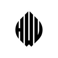 design de logotipo de letra de círculo hwu com forma de círculo e elipse. letras de elipse hwu com estilo tipográfico. as três iniciais formam um logotipo circular. hwu círculo emblema abstrato monograma carta marca vetor. vetor