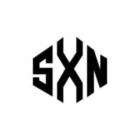 design de logotipo de carta sxn com forma de polígono. sxn polígono e design de logotipo em forma de cubo. modelo de logotipo de vetor hexágono sxn cores brancas e pretas. sxn monograma, logotipo de negócios e imóveis.