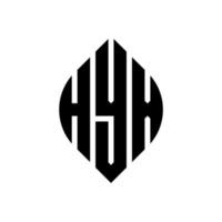 design de logotipo de carta de círculo hyx com forma de círculo e elipse. letras de elipse hyx com estilo tipográfico. as três iniciais formam um logotipo circular. hyx círculo emblema abstrato monograma carta marca vetor. vetor