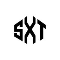 design de logotipo de letra sxt com forma de polígono. sxt polígono e design de logotipo em forma de cubo. modelo de logotipo de vetor sxt hexágono cores brancas e pretas. sxt monograma, logotipo de negócios e imóveis.