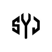 design de logotipo de carta syj com forma de polígono. syj polígono e design de logotipo em forma de cubo. modelo de logotipo de vetor syj hexágono cores brancas e pretas. syj monograma, logotipo de negócios e imóveis.