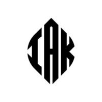 design de logotipo de carta de círculo iak com forma de círculo e elipse. letras de elipse iak com estilo tipográfico. as três iniciais formam um logotipo circular. iak círculo emblema abstrato monograma carta marca vetor. vetor