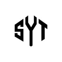 design de logotipo de carta syt com forma de polígono. syt polígono e design de logotipo em forma de cubo. modelo de logotipo de vetor hexágono syt cores brancas e pretas. syt monograma, logotipo de negócios e imóveis.