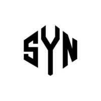 design de logotipo de letra syn com forma de polígono. syn polígono e design de logotipo em forma de cubo. syn hexágono modelo de logotipo de vetor cores brancas e pretas. syn monograma, logotipo de negócios e imóveis.