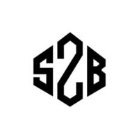design de logotipo de letra szb com forma de polígono. szb polígono e design de logotipo em forma de cubo. modelo de logotipo de vetor hexágono szb cores brancas e pretas. szb monograma, logotipo de negócios e imóveis.