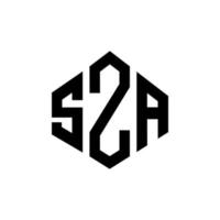 design de logotipo de carta sza com forma de polígono. sza polígono e design de logotipo em forma de cubo. modelo de logotipo de vetor sza hexágono cores brancas e pretas. sza monograma, logotipo de negócios e imóveis.