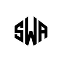 design de logotipo de carta swa com forma de polígono. swa polígono e design de logotipo em forma de cubo. modelo de logotipo de vetor swa hexágono cores brancas e pretas. swa monograma, logotipo de negócios e imóveis.