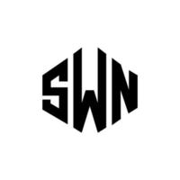 design de logotipo de carta swn com forma de polígono. swn polígono e design de logotipo em forma de cubo. swn modelo de logotipo de vetor hexágono cores brancas e pretas. swn monograma, logotipo de negócios e imóveis.