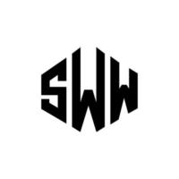 design de logotipo de carta sww com forma de polígono. sww design de logotipo em forma de polígono e cubo. sww modelo de logotipo de vetor hexágono cores brancas e pretas. sww monograma, logotipo de negócios e imóveis.