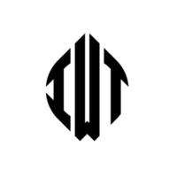 design de logotipo de letra de círculo iwt com forma de círculo e elipse. letras de elipse iwt com estilo tipográfico. as três iniciais formam um logotipo circular. iwt círculo emblema abstrato monograma carta marca vetor. vetor