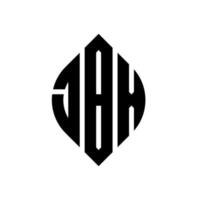 design de logotipo de carta de círculo jbx com forma de círculo e elipse. letras de elipse jbx com estilo tipográfico. as três iniciais formam um logotipo circular. jbx círculo emblema abstrato monograma carta marca vetor. vetor