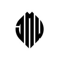 design de logotipo de carta de círculo jmw com forma de círculo e elipse. letras de elipse jmw com estilo tipográfico. as três iniciais formam um logotipo circular. jmw círculo emblema abstrato monograma carta marca vetor. vetor
