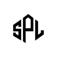 design de logotipo de carta spl com forma de polígono. spl polígono e design de logotipo em forma de cubo. spl modelo de logotipo de vetor hexágono cores brancas e pretas. spl monograma, logotipo de negócios e imóveis.