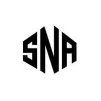 design de logotipo de carta sna com forma de polígono. sna polígono e design de logotipo em forma de cubo. sna modelo de logotipo de vetor hexágono cores brancas e pretas. sna monograma, logotipo de negócios e imóveis.