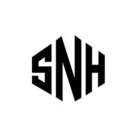 design de logotipo de carta snh com forma de polígono. snh polígono e design de logotipo em forma de cubo. modelo de logotipo de vetor hexágono snh cores brancas e pretas. snh monograma, logotipo de negócios e imóveis.