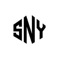 design de logotipo de carta sny com forma de polígono. sny polígono e design de logotipo em forma de cubo. modelo de logotipo de vetor hexágono sny cores brancas e pretas. sny monograma, logotipo de negócios e imóveis.