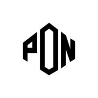 design de logotipo de carta pon com forma de polígono. pon polígono e design de logotipo em forma de cubo. modelo de logotipo de vetor pon hexágono cores brancas e pretas. pon monograma, logotipo de negócios e imóveis.
