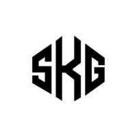 design de logotipo de carta skg com forma de polígono. skg polígono e design de logotipo em forma de cubo. skg modelo de logotipo de vetor hexágono cores brancas e pretas. skg monograma, logotipo comercial e imobiliário.