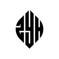 design de logotipo de carta de círculo zyx com forma de círculo e elipse. letras de elipse zyx com estilo tipográfico. as três iniciais formam um logotipo circular. zyx círculo emblema abstrato monograma carta marca vetor. vetor