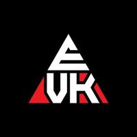 design de logotipo de letra de triângulo evk com forma de triângulo. monograma de design de logotipo de triângulo evk. modelo de logotipo de vetor de triângulo evk com cor vermelha. logotipo triangular evk logotipo simples, elegante e luxuoso.
