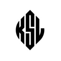 ksl design de logotipo de carta de círculo com forma de círculo e elipse. letras de elipse ksl com estilo tipográfico. as três iniciais formam um logotipo circular. ksl círculo emblema abstrato monograma carta marca vetor. vetor