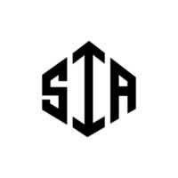 design de logotipo de carta sia com forma de polígono. sia polígono e design de logotipo em forma de cubo. sia hexágono modelo de logotipo de vetor cores brancas e pretas. sia monograma, logotipo de negócios e imóveis.