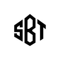 design de logotipo de carta sbt com forma de polígono. sbt polígono e design de logotipo em forma de cubo. modelo de logotipo de vetor hexágono sbt cores brancas e pretas. monograma sbt, logotipo empresarial e imobiliário.