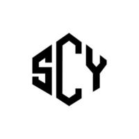 design de logotipo de carta scy com forma de polígono. scy polígono e design de logotipo em forma de cubo. scy modelo de logotipo de vetor hexágono cores brancas e pretas. monograma scy, logotipo de negócios e imóveis.