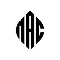 design de logotipo de letra de círculo mac com forma de círculo e elipse. letras de elipse mac com estilo tipográfico. as três iniciais formam um logotipo circular. mac círculo emblema abstrato monograma carta marca vetor. vetor