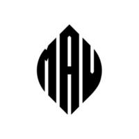 design de logotipo de carta de círculo mav com forma de círculo e elipse. letras de elipse mav com estilo tipográfico. as três iniciais formam um logotipo circular. mav círculo emblema abstrato monograma carta marca vetor. vetor