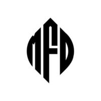 design de logotipo de carta de círculo mfd com forma de círculo e elipse. letras de elipse mfd com estilo tipográfico. as três iniciais formam um logotipo circular. mfd círculo emblema abstrato monograma carta marca vetor. vetor