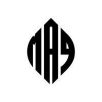 design de logotipo de carta de círculo maq com forma de círculo e elipse. letras de elipse maq com estilo tipográfico. as três iniciais formam um logotipo circular. maq círculo emblema abstrato monograma carta marca vetor. vetor