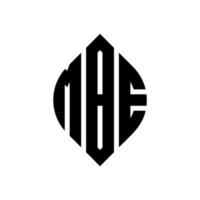 design de logotipo de carta de círculo mbe com forma de círculo e elipse. letras de elipse mbe com estilo tipográfico. as três iniciais formam um logotipo circular. mbe círculo emblema abstrato monograma carta marca vetor. vetor
