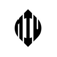 design de logotipo de letra de círculo MI com forma de círculo e elipse. letras de elipse miv com estilo tipográfico. as três iniciais formam um logotipo circular. MIv círculo emblema abstrato monograma carta marca vetor. vetor