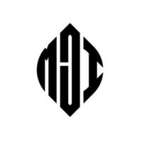 design de logotipo de carta de círculo mji com forma de círculo e elipse. letras de elipse mji com estilo tipográfico. as três iniciais formam um logotipo circular. mji círculo emblema abstrato monograma carta marca vetor. vetor